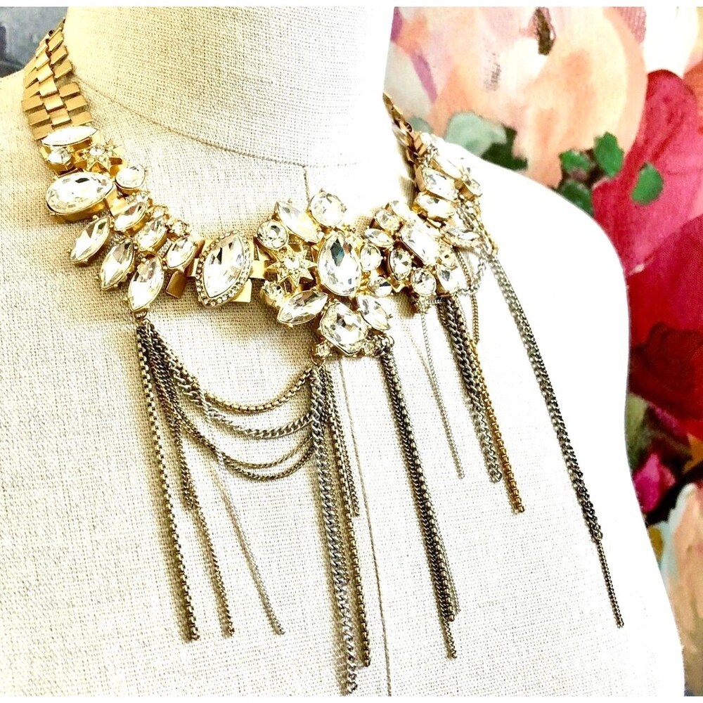 Banana Republic Women's New Orleans Focal Crystal Chain Necklace NWT 88
